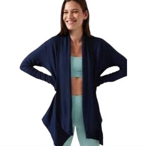 Athleta | Navy Pranayama Restore Cardigan Wrap | XS | Pockets Oversized